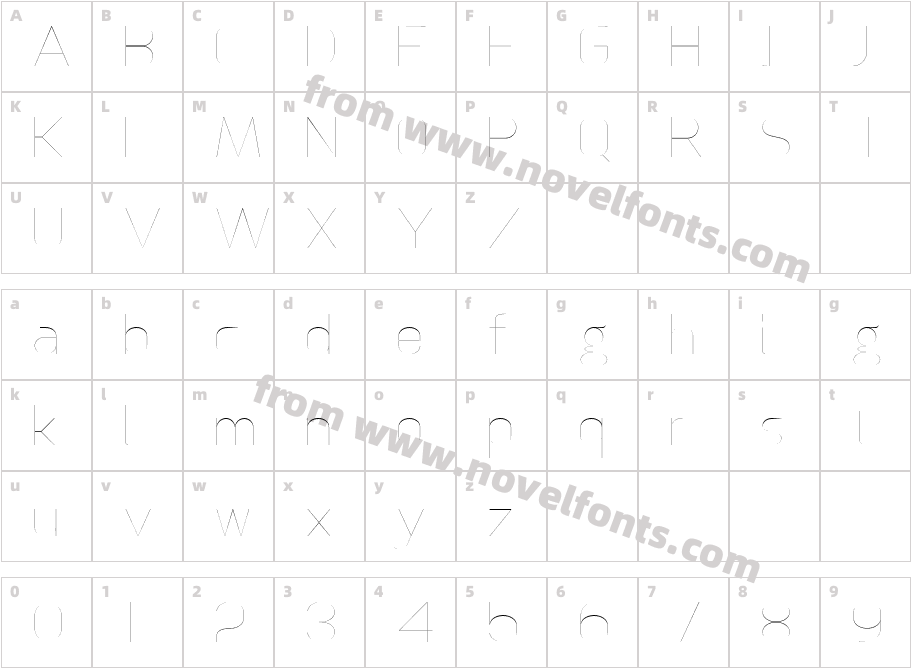 Anikka Sans ThinCharacter Map