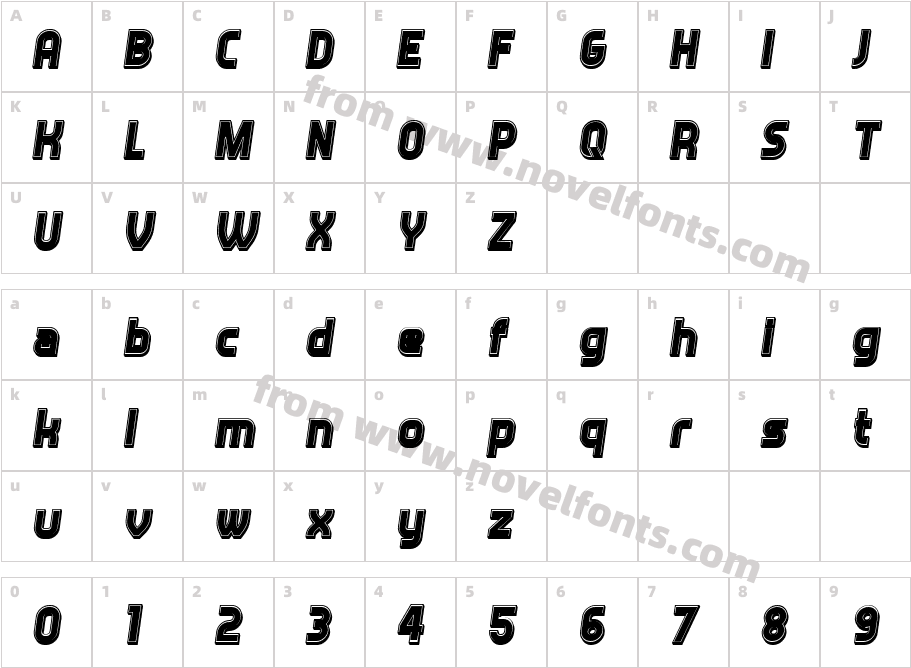 Answer 3D Filled ItalicCharacter Map