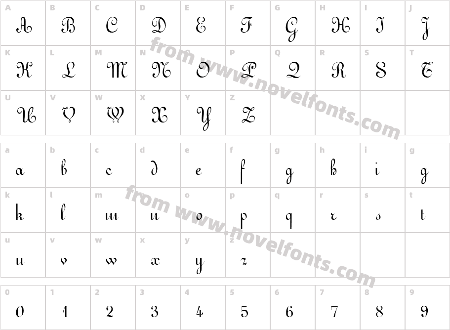 Arabesco Script SSKCharacter Map