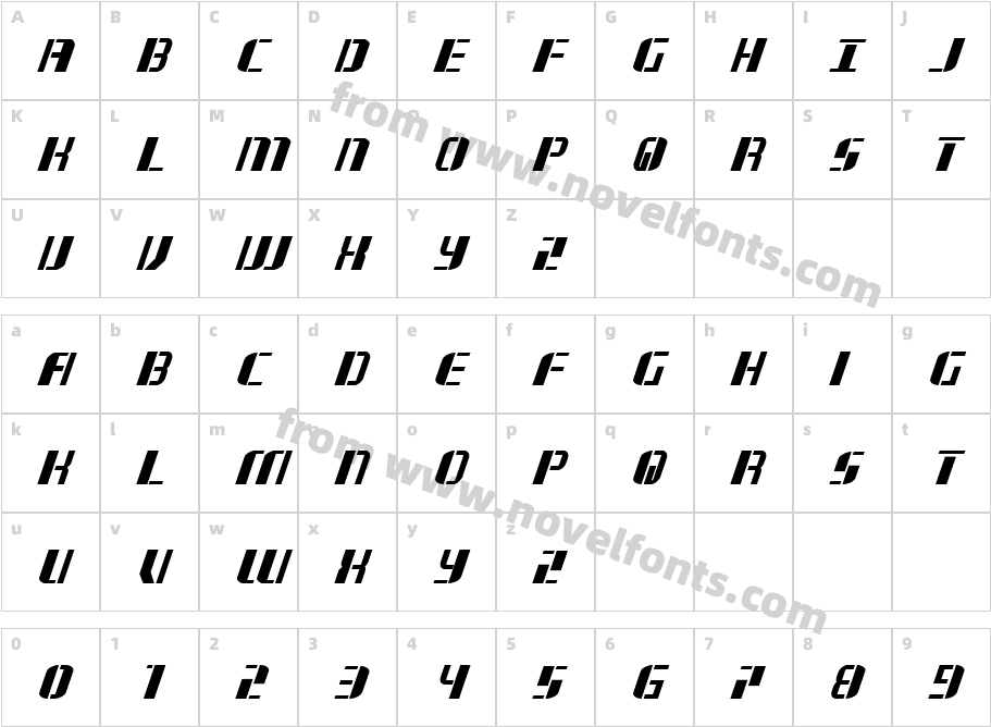 Jetway Bold ItalicCharacter Map