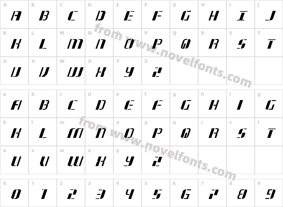 Jetway ItalicCharacter Map