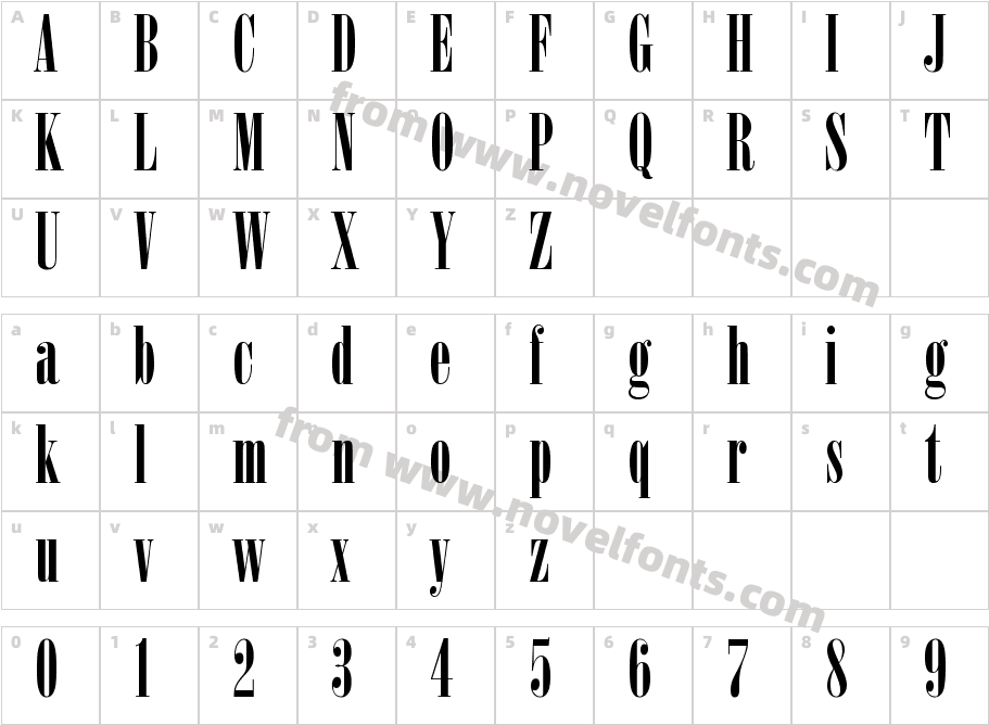 Arndell Cond RegularCharacter Map