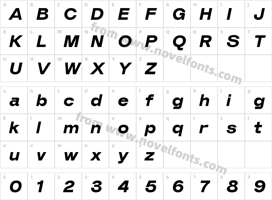 Aron Black ItalicCharacter Map