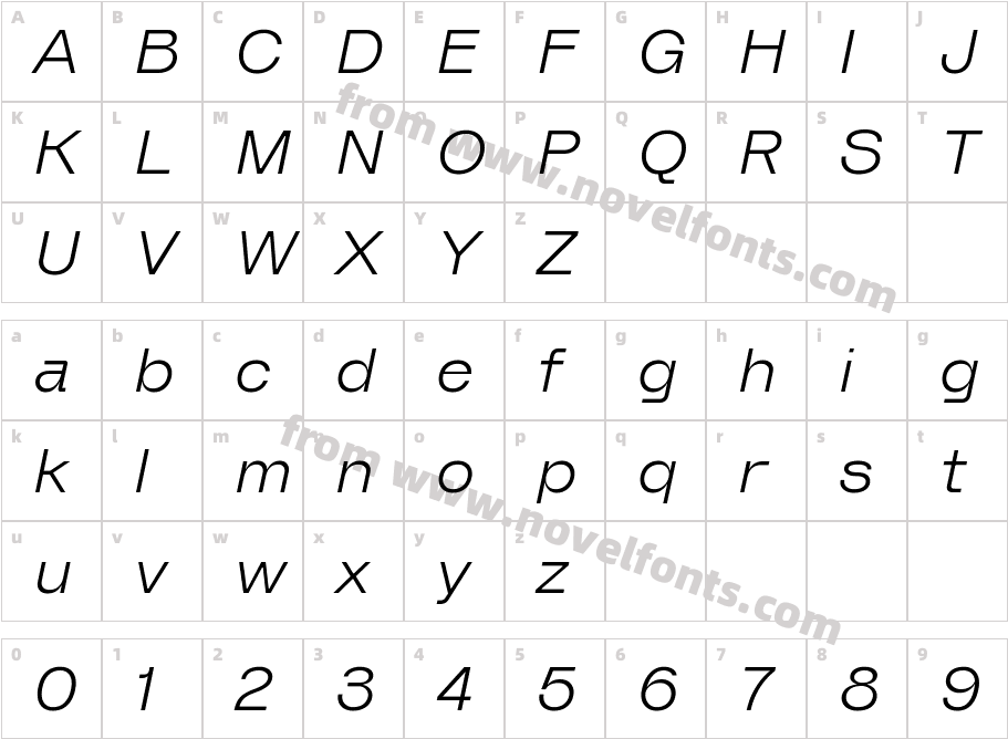 Aron Normal ItalicCharacter Map