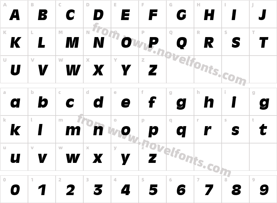 Arthur Becker Heavy ItalicCharacter Map