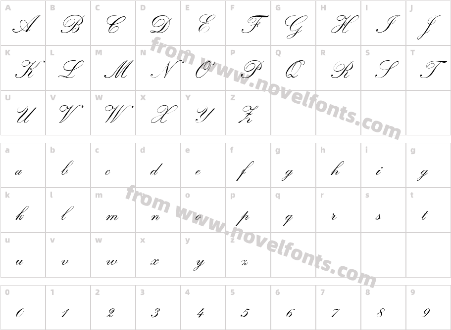 Artists Script RegularCharacter Map