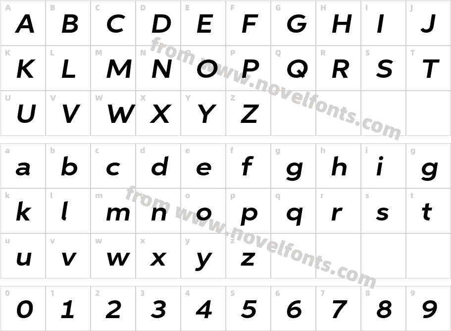AspiraX Wide Bold ItCharacter Map