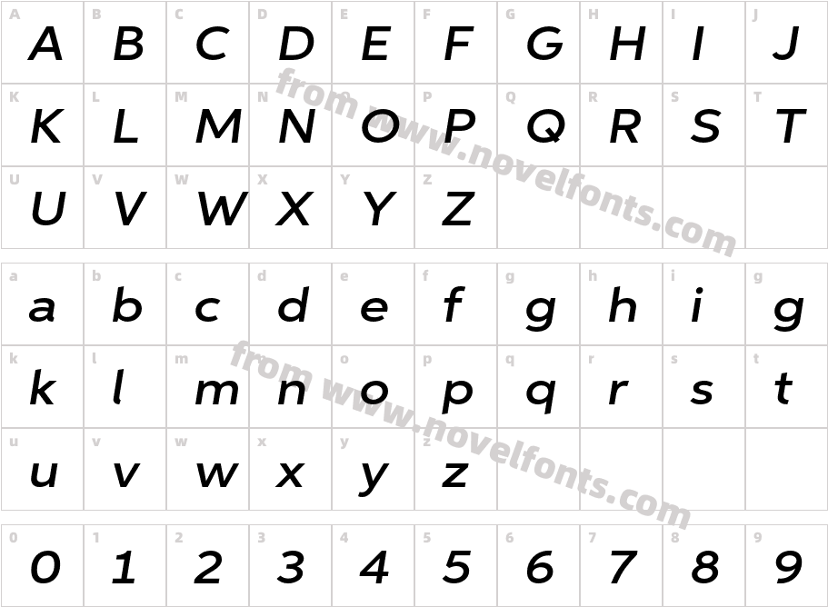 AspiraX Wide Demi ItCharacter Map