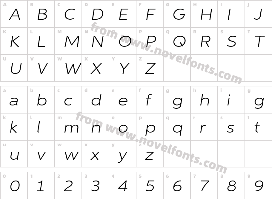 AspiraX Wide Light ItCharacter Map