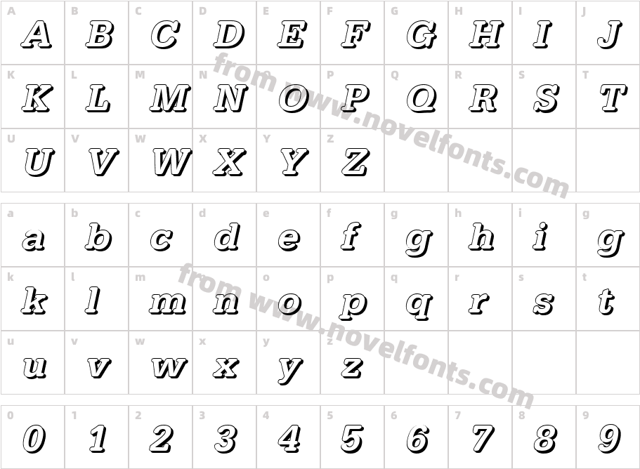 Astrid Becker Shadow Medium ItalicCharacter Map