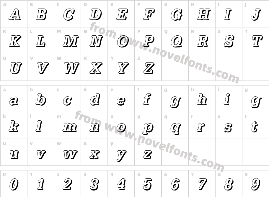 Astrid Becker ShadowN Medium ItalicCharacter Map