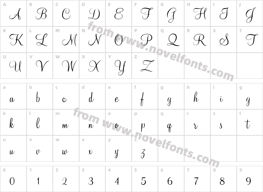 At Mahogany ScriptCharacter Map