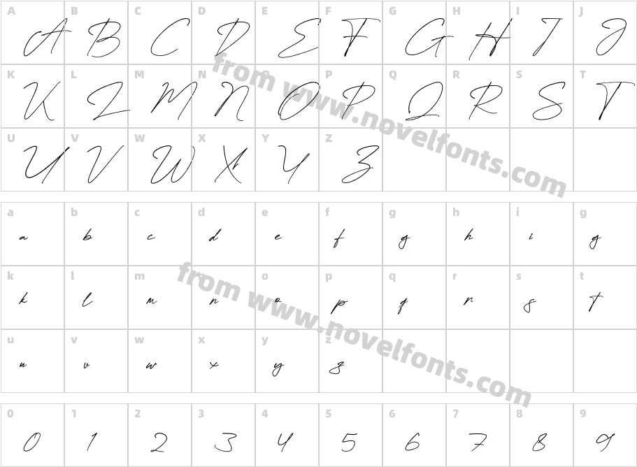 Attallia Signature RegularCharacter Map