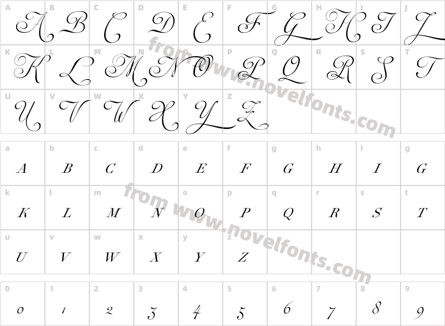 Auberge Script Mixed CapsCharacter Map