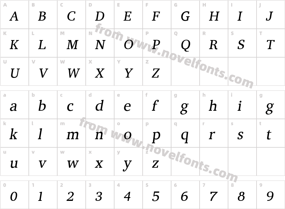 Auctoritas Regular ItalicCharacter Map