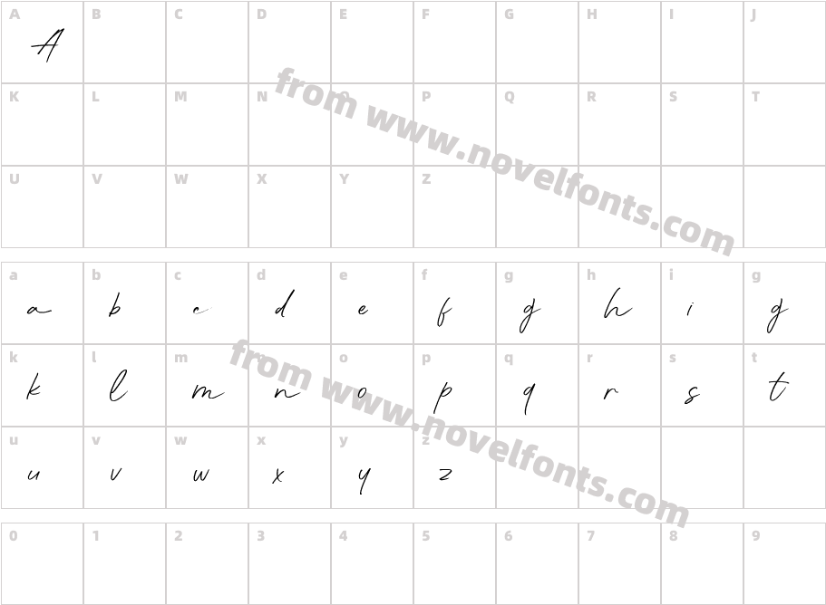 Aunofa Script DEMO RegularCharacter Map