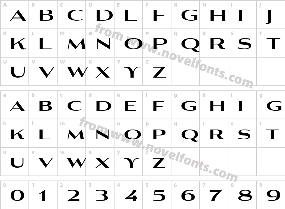 Aviano Contrast Regular 5Character Map