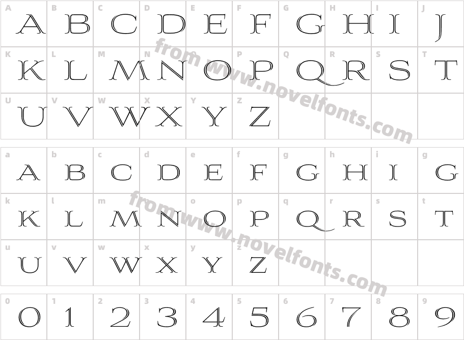Aviano Silk ThinCharacter Map