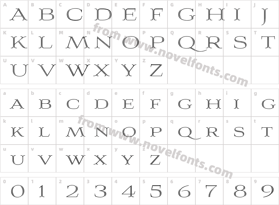 Aviano Silk ThinCharacter Map