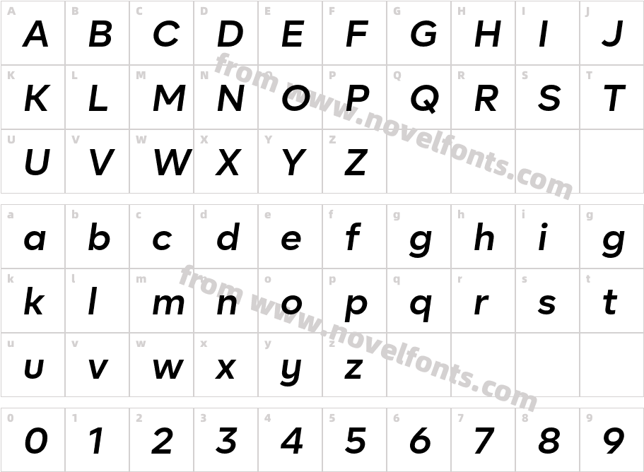 BR Firma Semibold ItalicCharacter Map