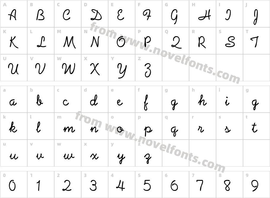 Baby FontCharacter Map