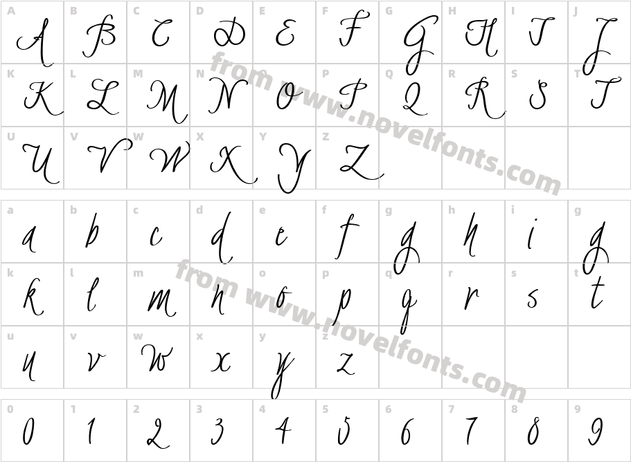 Bachelor Script Regular 2Character Map