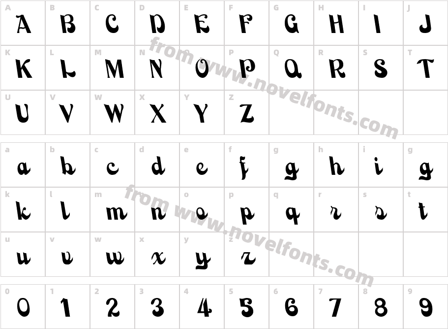 Backhand ScriptCharacter Map