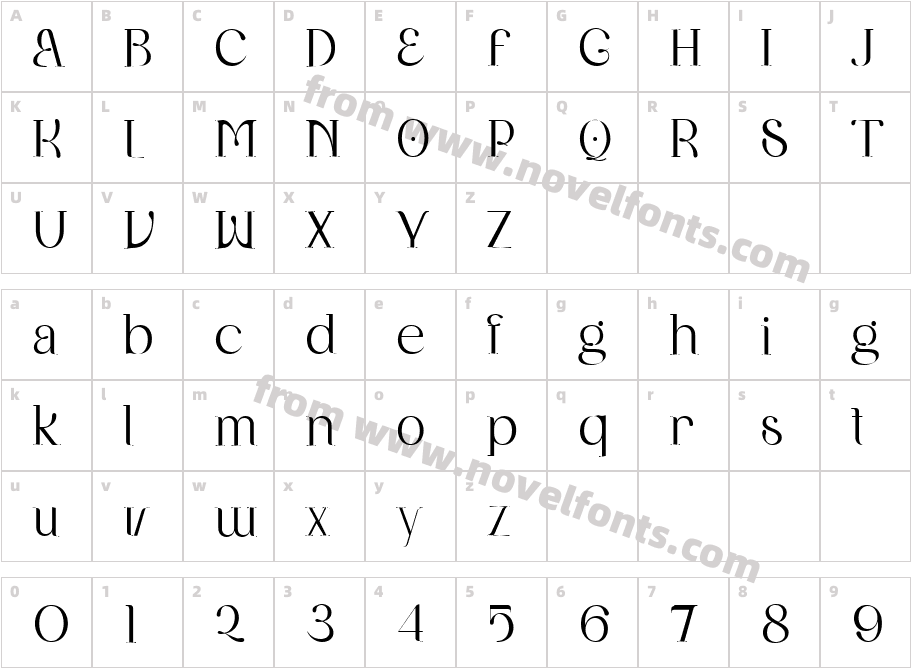 Balfira RegularCharacter Map