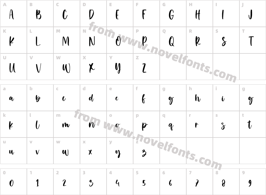 Balimoon RegularCharacter Map