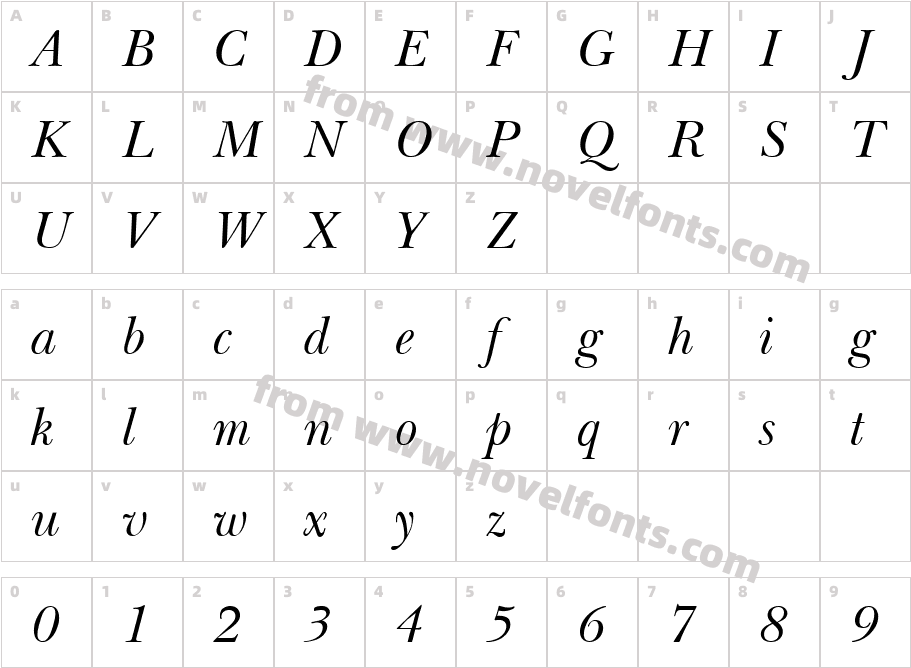 Baskerton ItalicSWFTECharacter Map