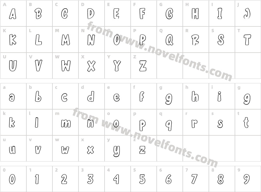 Becak OutlineCharacter Map