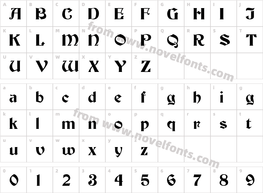 Becker BoldCharacter Map