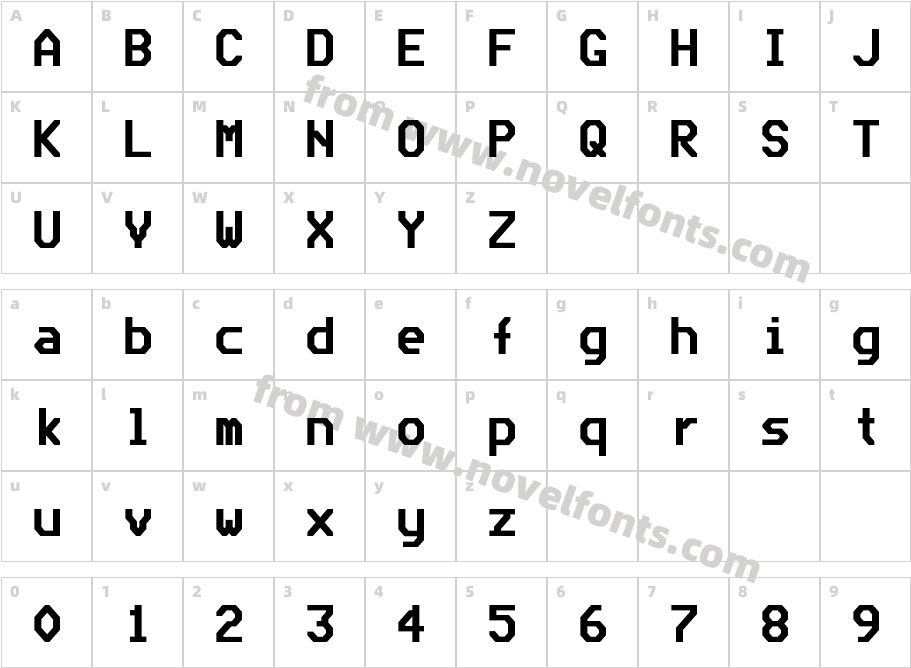 Bedstead Bold Semi CondensedCharacter Map