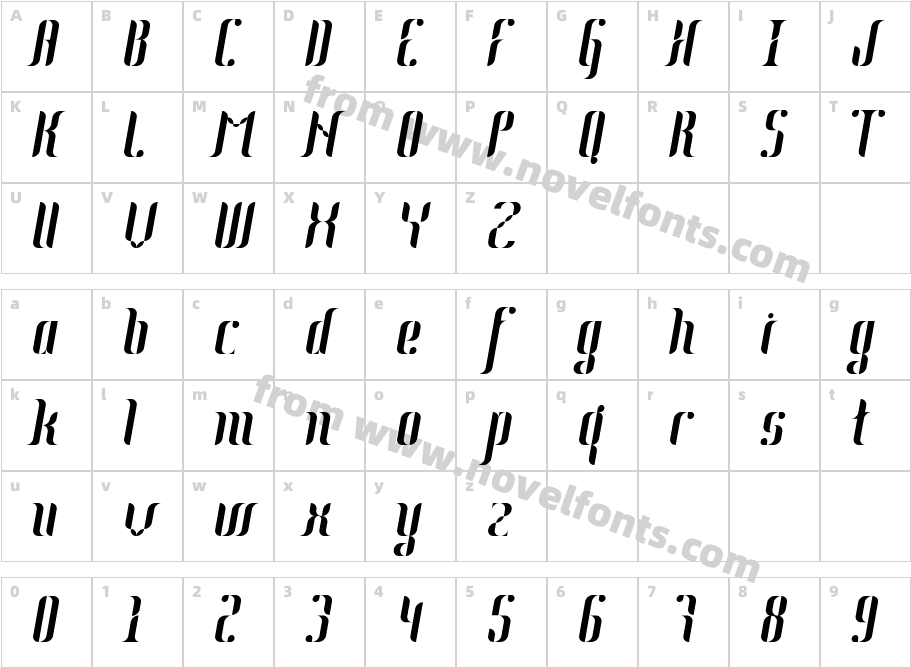 Johanna ItalicCharacter Map