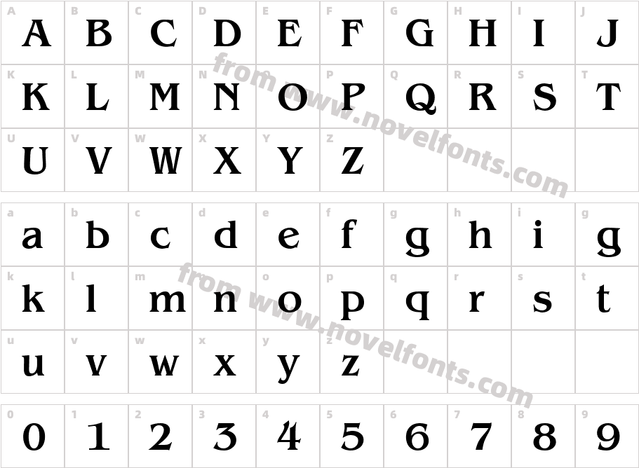 Benjamin Serif Medium RegularCharacter Map