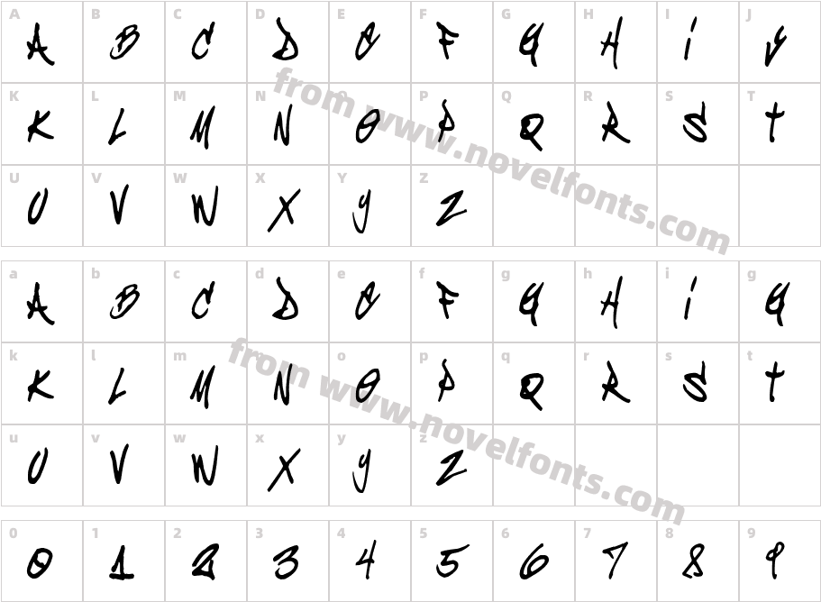 Beraka FontCharacter Map