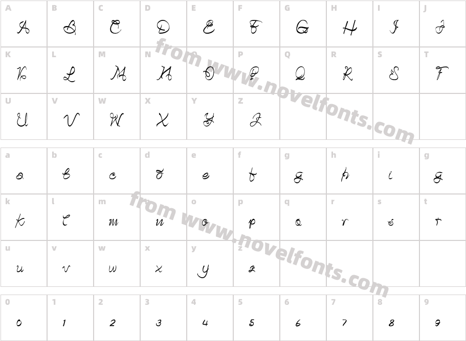 Betterday Calligraphic Personal ItalicCharacter Map