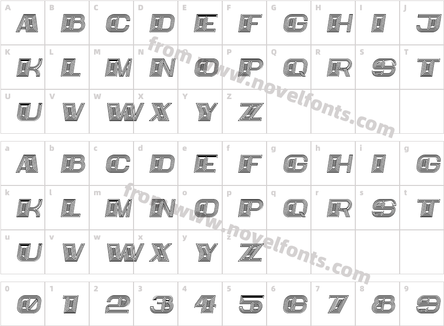 Bigger ItalicCharacter Map