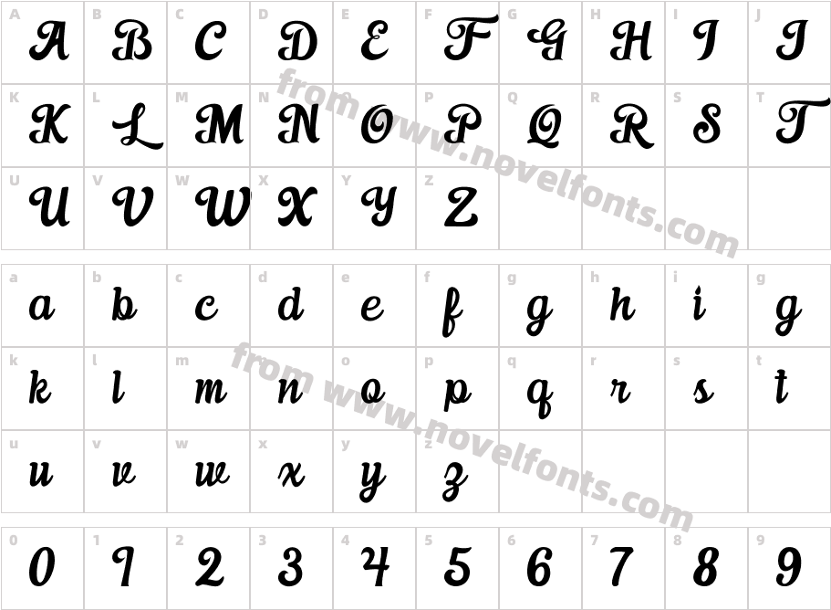 BillfontCharacter Map