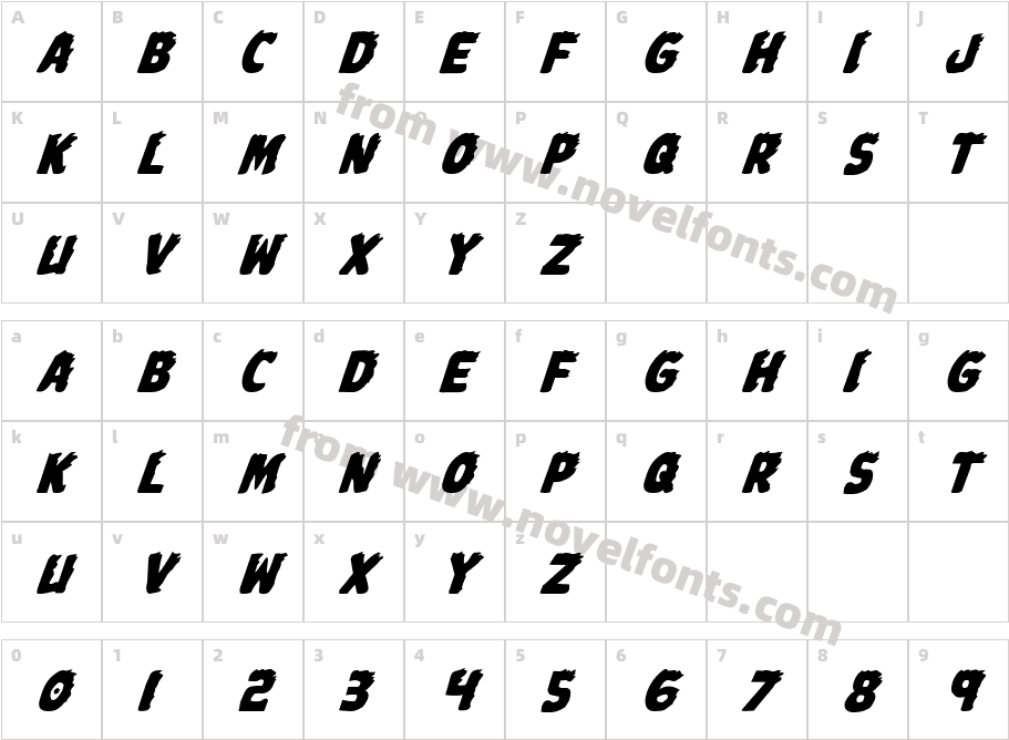 Johnny Torch ItalicCharacter Map