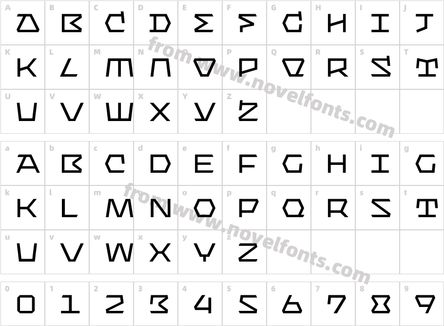 Bismuth RegularCharacter Map