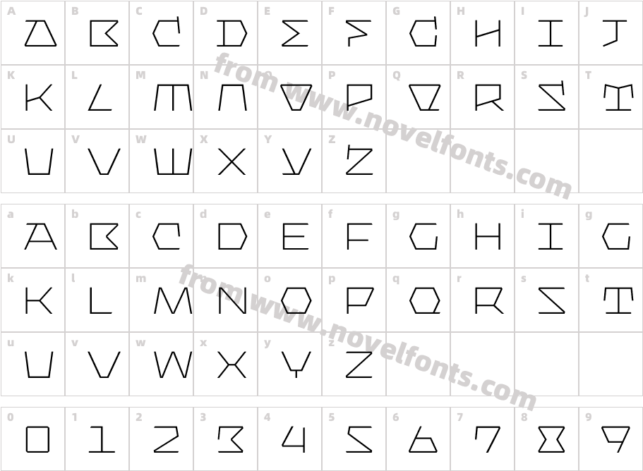 Bismuth ThinCharacter Map
