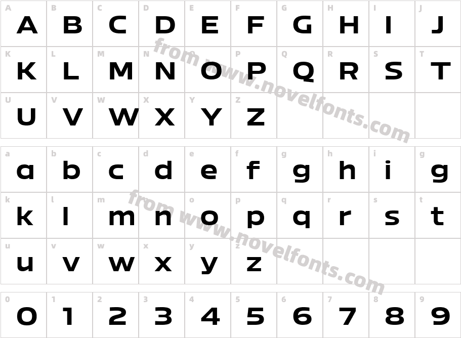 Bizmo Trial BoldCharacter Map