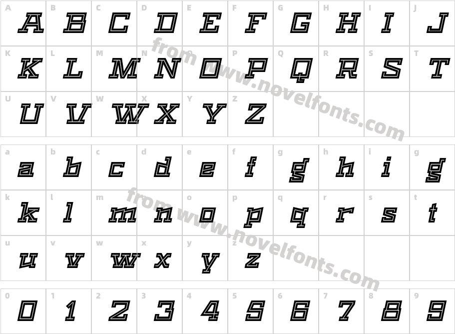 Black Bear Inline ItalicCharacter Map