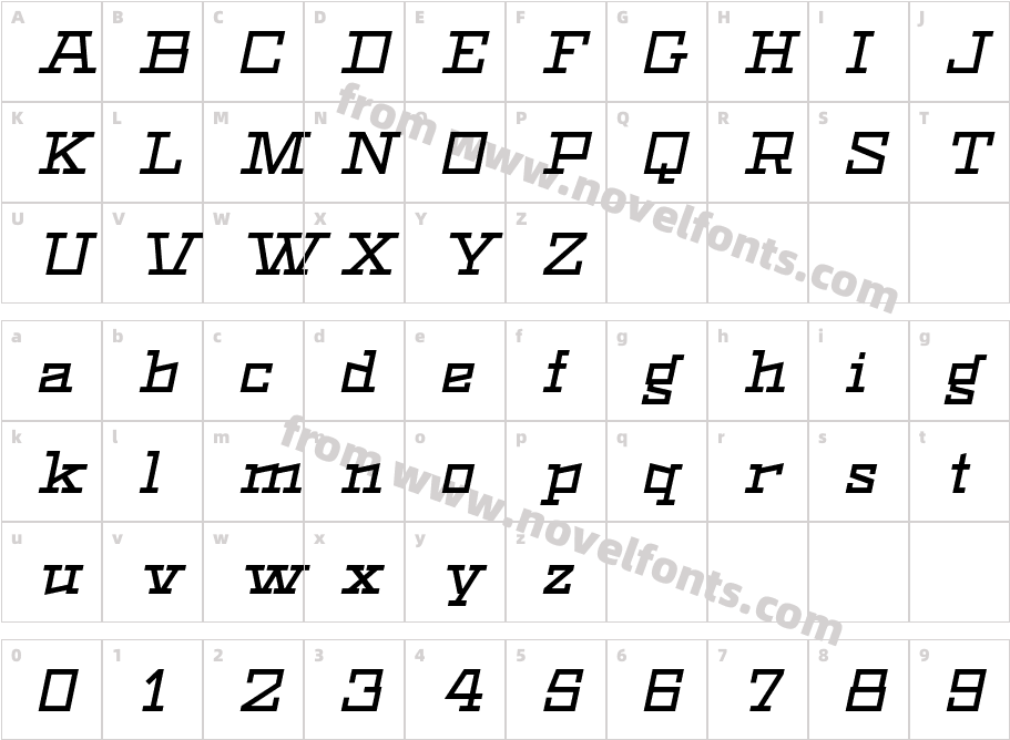 Black Bear Medium ItalicCharacter Map
