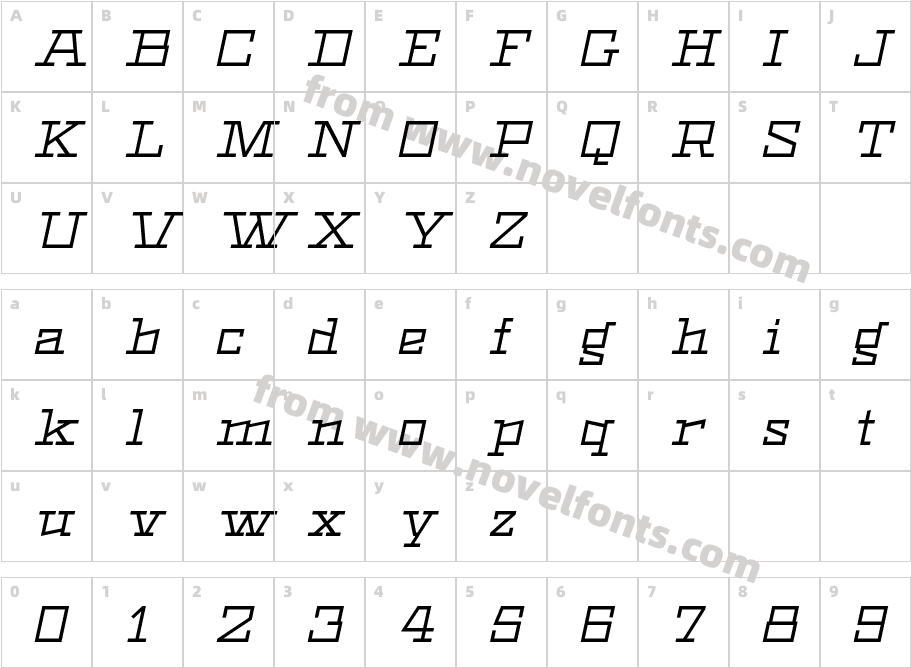 Black Bear Regular ItalicCharacter Map