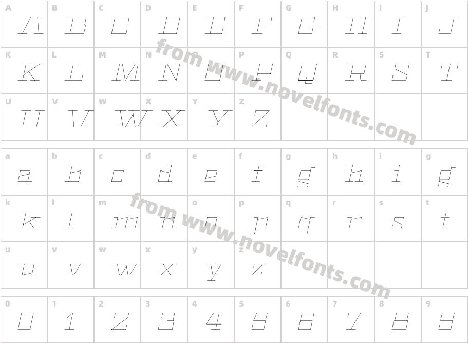 Black Bear Thin ItalicCharacter Map