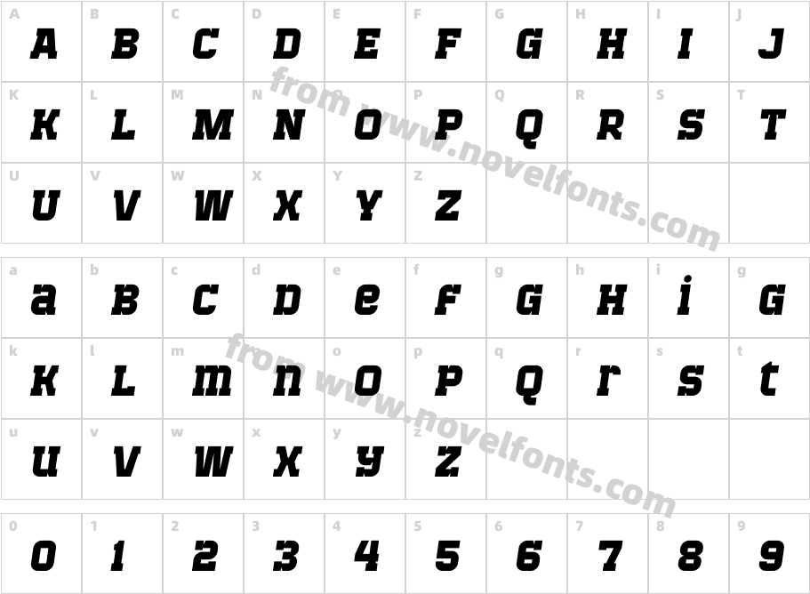 Bladi One Slab 4F Bold ItalicCharacter Map