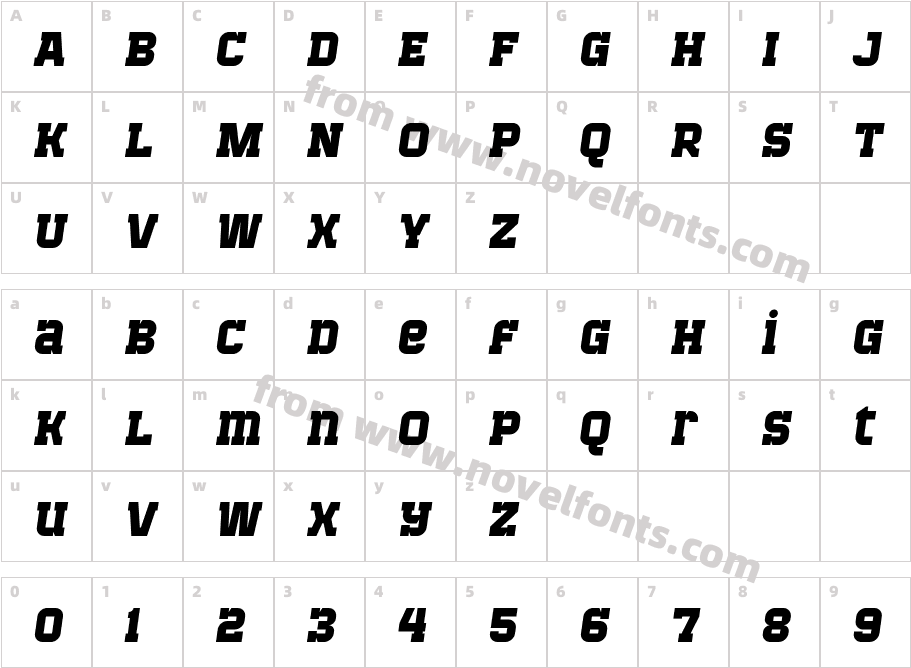 Bladi One Slab 4F Bold ItalicCharacter Map