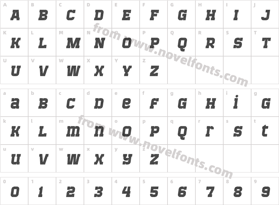 Bladi One Slab Stripe 4F Bold ItalicCharacter Map